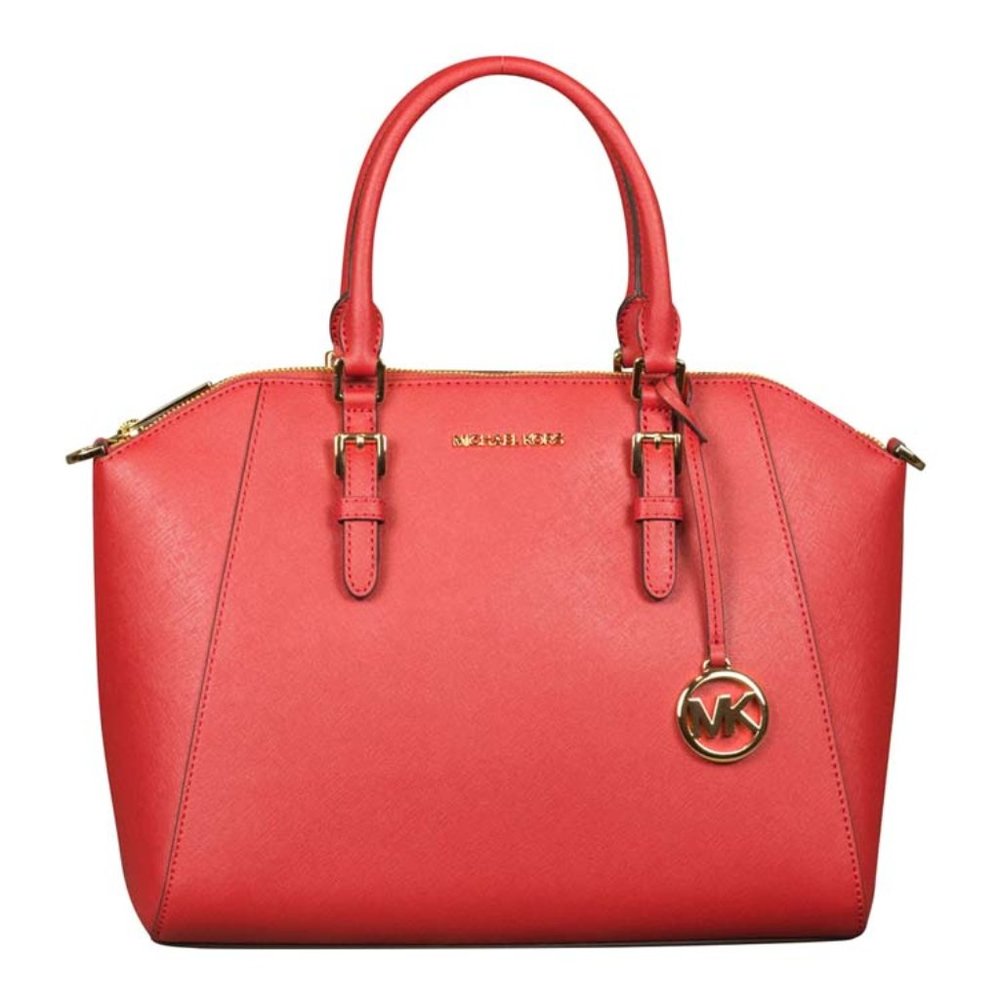 Michael Kors Large Ciara Top Zip Satchel in Flame